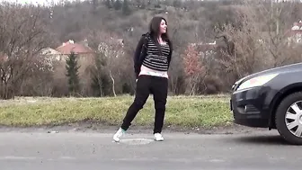 Desperate To Pissing Cutie Does It Into Outdoors