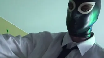 Mysterious fellow into leather mask penetrates good blonde