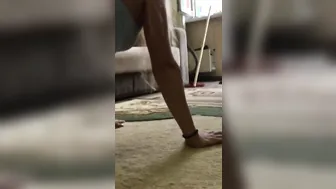 Slim incredible sexy bimbos does stretching with a incredible sexy body and feet