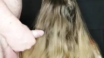 Thick and long hair get a mask of sperm