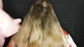 Thick and long hair get a mask of sperm