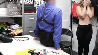 Teenie thief Lexi Grey serving a filthy LP officer to keep his