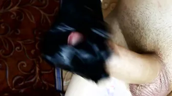 Close-Up Multiple Orgasm Gigantic Penis Masturbation Into Pvc Gloves And Coconut Oil