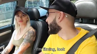 Patricia Acevedo blows a penis inside teh vehicle and then getting boned by gigantic penis