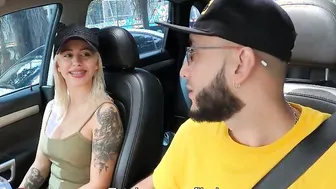 Patricia Acevedo blows a penis inside teh vehicle and then getting boned by gigantic penis