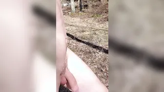 Huge cock boy swinging dick around inside the sunlight on naked hike