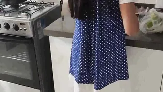 Step-Daughter Cooking Her Stepfather Takes Advantage of Her When Left Home Alone