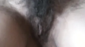 Spying on the bushy and aroused vagina of Hispanic stepmom