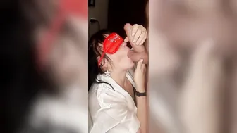 Cool fellatio with cum from stepmom
