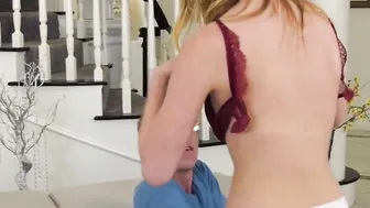 Penis addict blonde 19 year old Chloe Scott boned roughly by a bookworm