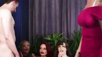 British cfnm dominas sucking off submissive into crazy group