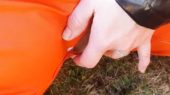 Leaking pussyplay inside RUBBER raincoat and Hunter boots