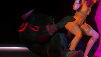 Furry with gigantic horse vibrators | 2 into 1 tight twat