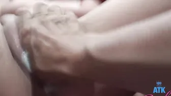 Pornstar Lily Adams takes a piss then blows penis and then getting nailed doggy style point of view