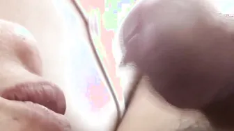 Stepson passes his dick through the mouth of stepmom while she rests she wakes up excited and blows him