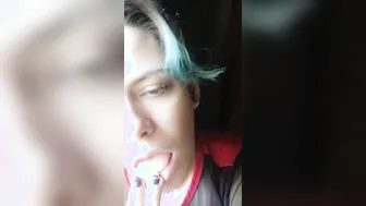 Blows fingering shows tongue and throat titty tease