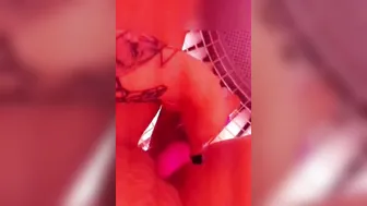 Curvy British blonde takes her sex toys inside the sunbed shop and makes herself cum
