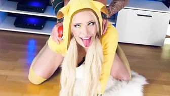 Pikachu Cosplay chick Banged  Jizzed (Pokémon Real Life Cartoon Gamer sluts Animated Ahegao and Devils Pedicure)