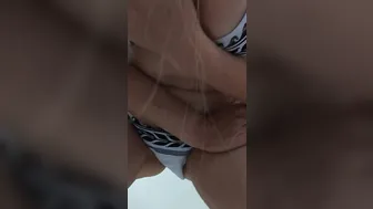 Squirt while trying a new swim suit