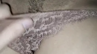 Pulling her underwear down showing her new snatch haircut