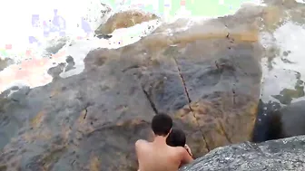 The paragliding instructor caught him eating her booty on the magic island
