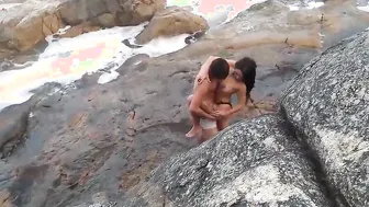 The paragliding instructor caught him eating her booty on the magic island