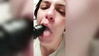 Cockwhore encouragement humiliation with ebony sex toy