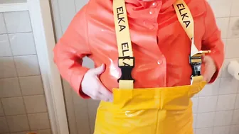 Greasing up rainwear before sex