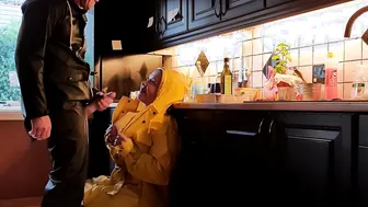 Squirting on big boobies into rainwear