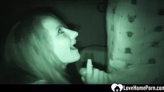 Night web cam captures a hot blowing cock