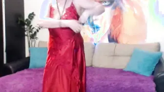 Babe dance of a older cunt with mouth into a red silk robe)) Sincere shaking of gigantic titted Cool bitch