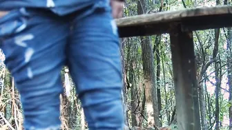 Milf pees inside the woods