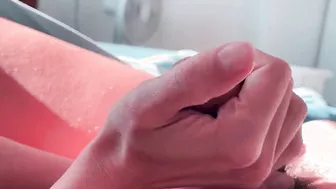 A quick hand job with toes watch and a lot of cum