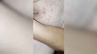 Woman plays with self an Man bangs her pusdy
