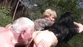 Grandpa can barely hold his balance