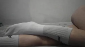 Scarletts Secret Seduction Blonde Bombshell Teases in Silk Socks