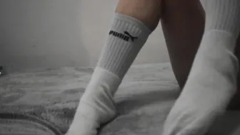 Scarletts Secret Seduction Blonde Bombshell Teases in Silk Socks