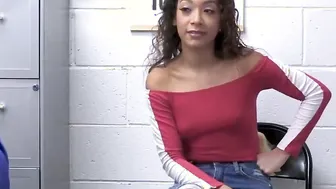 Booty fucking chocolate 19 year old thief at the backoffice