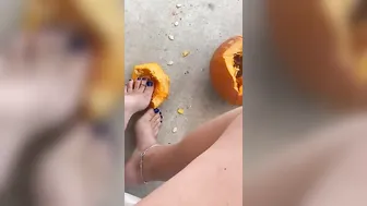 This pumpkin loved gets ruined by my incredible toes