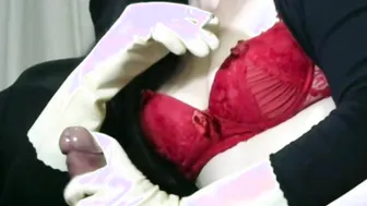 Smoking Fiance into Light Yellow Latex Gloves Hand Job
