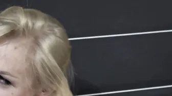 Beauty Blonde with Glasses loves making her first porn with male after interview