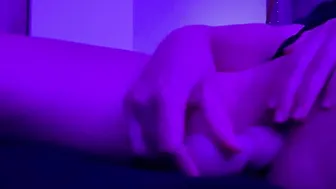 Women fucks herself under LED light