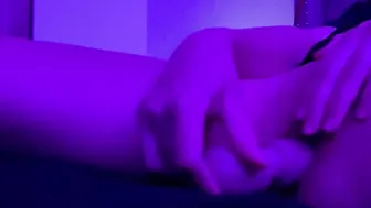 College bimbos fucks herself under LED light