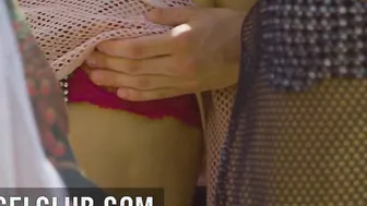 Foursome with two Beauty and young brunettes