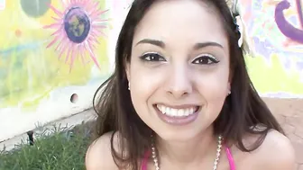Thin dark haired blows and takes BFs penis on couch