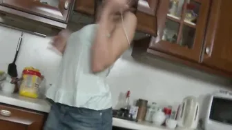 Tiny butt from a thin sluts screwed inside the kitchen