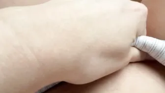 Pregnant woman shows her body on camera