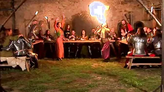 Anal sex costume party with dark haired natural titted chick