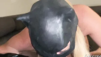 Catwoman makes masterpiece bj and after rinding close up cummed GLOVES BDSM CUNT CLOSE UP