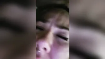 Upclose point of view facial submissive step-daughter groaning and begging hard fucked twat